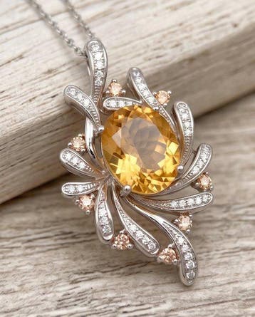 Sans prix de réserve - Collier Argent Citrine - 5,6 ct -
