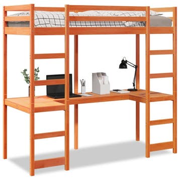 vidaXL Hoogslaper zonder matras massief grenenhout wasbruin, Verzenden, Nieuw