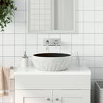 vidaXL Opzetwasbak rond 41x14 cm keramiek zwart en grijs, Verzenden