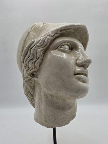 sculptuur, Testa di Atena - 38 cm - marmerpoeder, Antiek en Kunst
