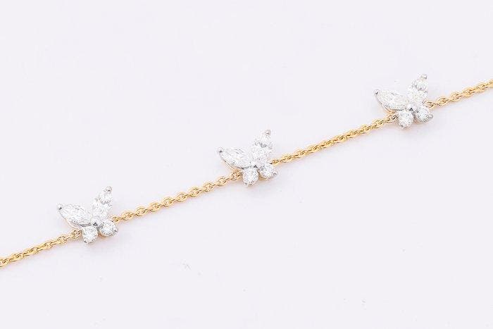 Gourmette - 18 carats Or jaune, Platine rhodié - 1.18ct. tw., Handtassen en Accessoires, Antieke sieraden
