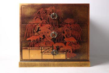 Commode - Bois - Japon - Maki-e Saule à 3 tiroirs