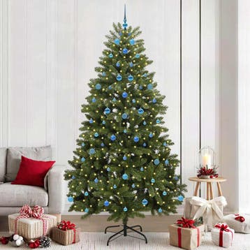 vidaXL Kunstkerstboom 240 cm 300 LEDs Warmwit PVC en Staal, Verzenden, Nieuw