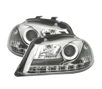 PHARES SEAT IBIZA CORDOBA 6L 02-08 DAYLIGHT LED FOND CHROMÉ, Verzenden
