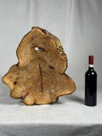 Decoratief dienblad - Sculpturele kom uit massief hout -