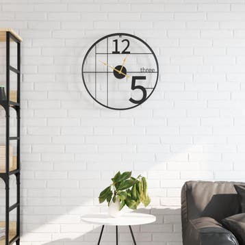vidaXL Wandklok Ø50 cm ijzer zwart, Verzenden
