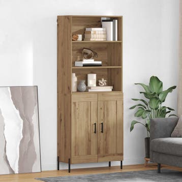 vidaXL Highboard Artisan Eiken 69,5 x 32,5 x 180 cm Bewerkt, Verzenden