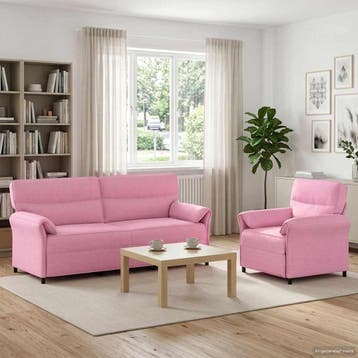 vidaXL bank / zetelstel 2 st Roze Stof, Huis en Inrichting, Zetels | Zetels, Verzenden, Nieuw