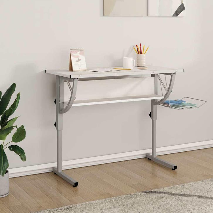 vidaXL Tekentafel 110x53x(58-87) cm bewerkt hout en staal, Maison & Meubles, Bureaux, Envoi