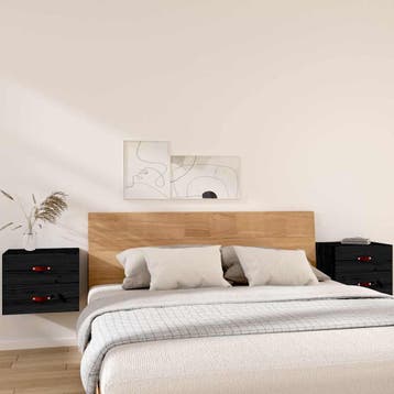 vidaXL Nachtkastjes 2 st wandgemonteerd 50x36x40 cm zwart, Huis en Inrichting, Verzenden, Nieuw