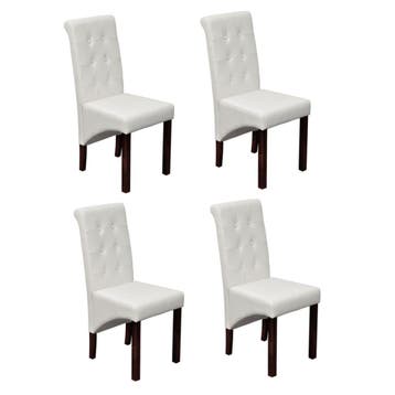 vidaXL Eetkamerstoelen 4 st kunstleer wit, Verzenden, Nieuw