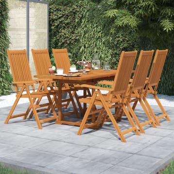 vidaXL 7-delige Tuinset massief acaciahout 120-170 cm, Tuin en Terras, Tuinsets en Loungesets, Verzenden, Nieuw, Tuinset