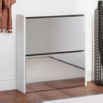vidaXL Schoenenkast tweelaags met spiegel 63x17x67 cm wit, Verzenden, Nieuw