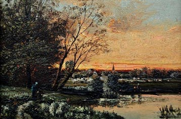 École européenne (XX) - NO RESERVE - Paysage fluvial au