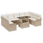 vidaXL Tuinbank Set met kussen met kussen 10 pcs Beige Poly, Verzenden, Nieuw