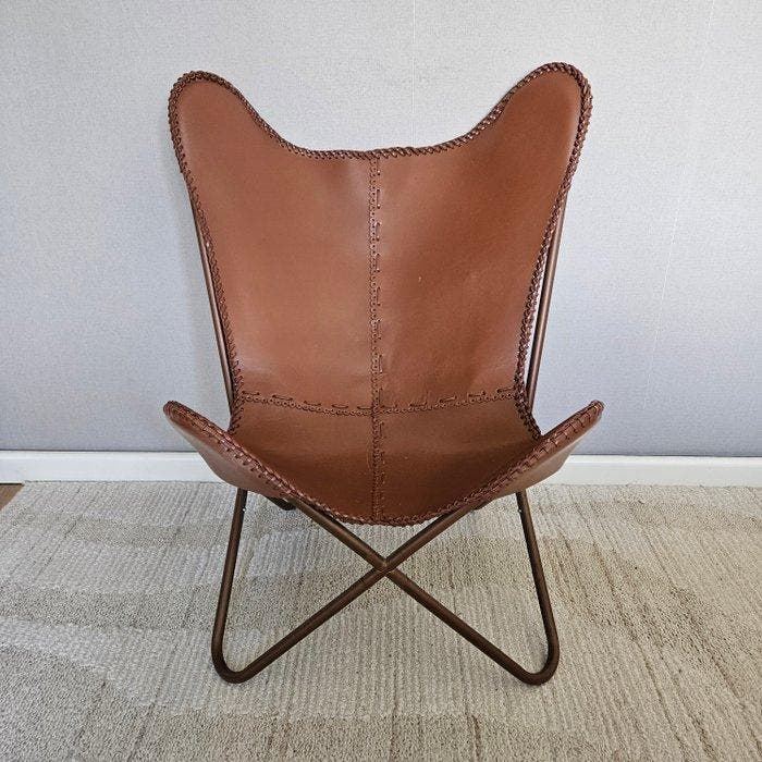 Chaise - Chaise papillon Butterfly (3107) - Cuir, Métal, Antiek en Kunst, Kunst | Designobjecten