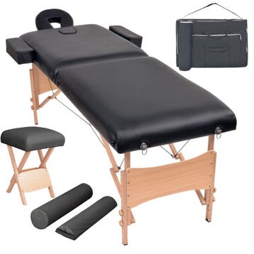 vidaXL Massagetafel- en krukset inklapbaar 2 zones 10 cm dik, Sport en Fitness, Verzenden, Nieuw