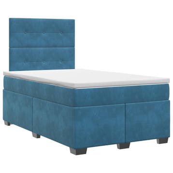vidaXL Boxspringbed met matras Blauw 120 x 190 cm Fluweel, Verzenden