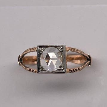 Zonder minimumprijs - Ring - 14 karaat Roségoud, Platina, Nieuw
