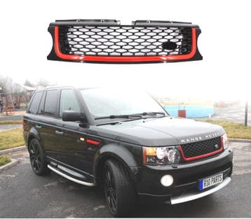 GRILLE RANGE ROVER SPORT 10-13 NOIR BRILLANT ROUGE LOOK AUTO, Verzenden, Nieuw
