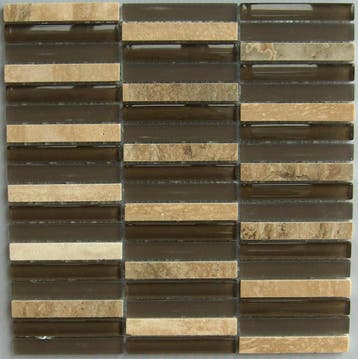 Wand Mozaïek Tegels Factory Glas/Natuursteen Bruin - Matj.., Wandtegels, Nieuw, Ophalen of Verzenden, 20 tot 40 cm