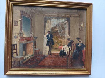 Scuola europea (XIX-XX) - Nel salotto di casa di una