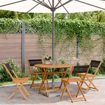 vidaXL 5-delige Tuinset polypropeen en massief hout zwart, Verzenden, Tuinset