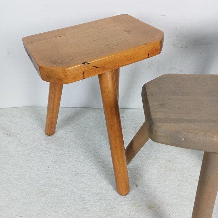 Kruk - Beuken - Drie melk-krukjes, Antiquités & Art, Art | Objets design