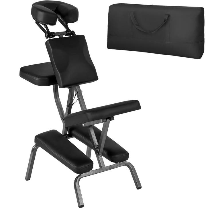 tectake Massagestoel van imitatieleer - zwart, Sport en Fitness, Massageproducten, Verzenden