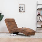 vidaXL Massage chaise longue kunstsuède bruin, Verzenden