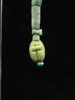 Égypte ancienne Boucles doreilles en faïence, perles de
