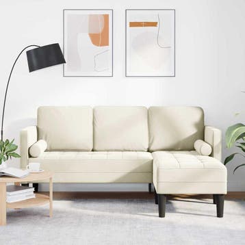 vidaXL bank / zetelstel met kussen Crème Polyester, Huis en Inrichting, Zetels | Zetels, Verzenden, Nieuw