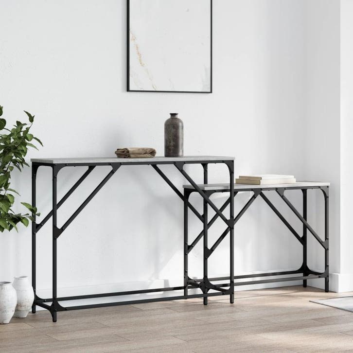 vidaXL 2-delige Tafeltjesset bewerkt hout grijs sonoma, Maison & Meubles, Tables | Tables d'appoint, Envoi