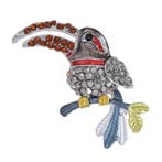 Fako Bijoux - Broche - Vogel - Toekan - 29x41mm - Grijs, Handtassen en Accessoires, Broches, Verzenden, Nieuw