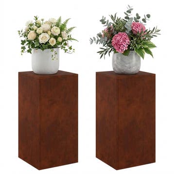 vidaXL Plantenstand 2 pcs Roestkleurig 30 x 30 x 60 cm, Tuin en Terras, Verzenden, Nieuw