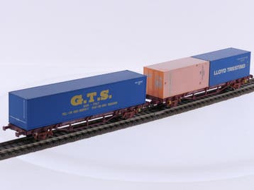 Schaal H0 Piko 58755 en 95653 set van 2 containerwagens v..., Hobby & Loisirs créatifs, Trains miniatures | HO, Ophalen of Verzenden