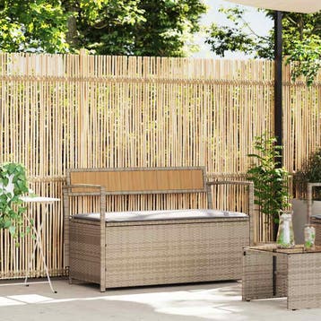 vidaXL Tuinbank met kussen beige polyrotan, Verzenden, Nieuw