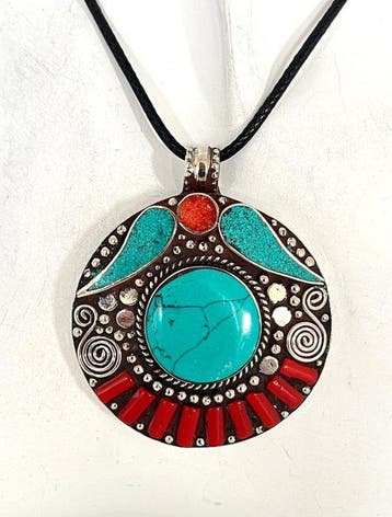 - Tibet Zilver - Turkoois - Koraal - Hanger