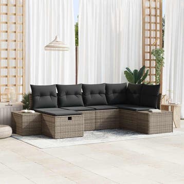 vidaXL Bankstel 7 st poly rattan, Verzenden