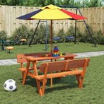 vidaXL Picknicktafel voor 4 kinderen met parasol massief, Verzenden, Nieuw
