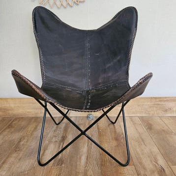 Chaise - Chaise papillon Butterfly (3107) - Fer, Cuir