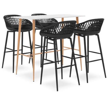 vidaXL 5-delige Barset wit en zwart, Verzenden, Nieuw