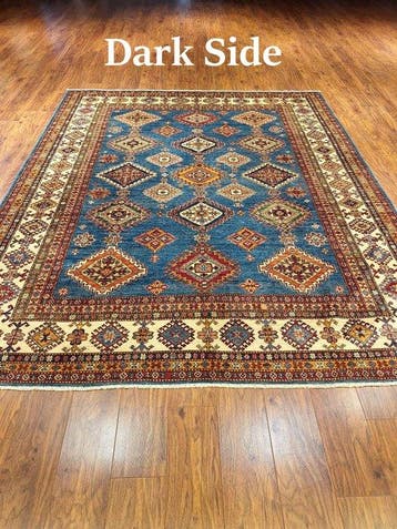 Premium Blauwe Multicolor 100% handgeknoopt Afghaans Wol, Nieuw