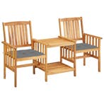 vidaXL Tuinstoelen met tafeltje en kussens massief, Tuin en Terras, Verzenden, Nieuw