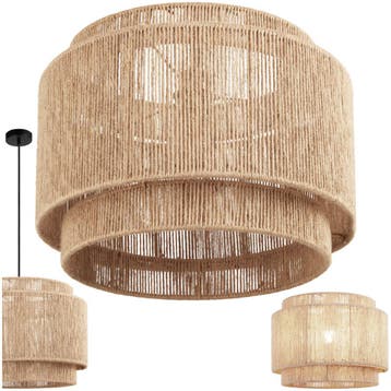 Hanglamp Lignea Lux van jute in boho-stijl, 40W - natuur, Verzenden, Nieuw