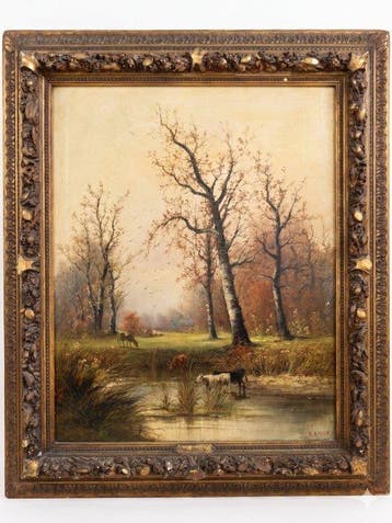 Flemish School (XIX) - Figure by a woodland pond