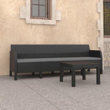 vidaXL 2-delige Loungeset met kussens PP rattan, Tuin en Terras, Verzenden, Nieuw, Loungeset