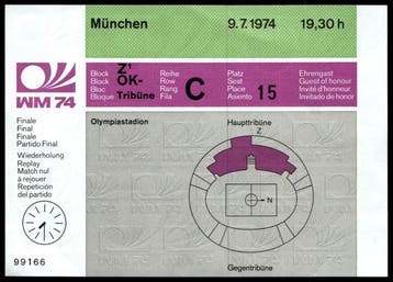Wereldkampioenschap Voetbal - 1974 - Originele toegangskaart, Nieuw