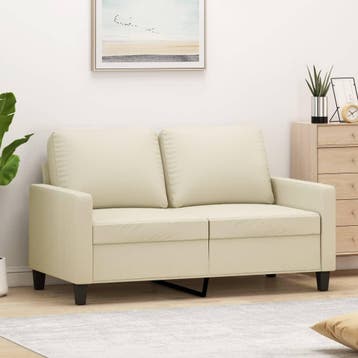 vidaXL Tweezitsbank / zetel 120 cm kunstleer crèmekleurig, Verzenden