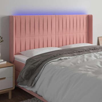 vidaXL Hoofdbord LED 163x16x118/128 cm fluweel roze, Verzenden, Nieuw